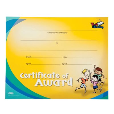 T & T Certificate of Award (pkg of 10) - ONLY 1 Left in Stock -
