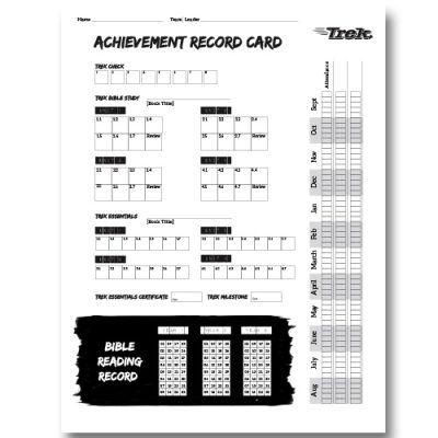 Trek Achievement Record Card (pkg of 10) - (Only 10 Left in Stock)
