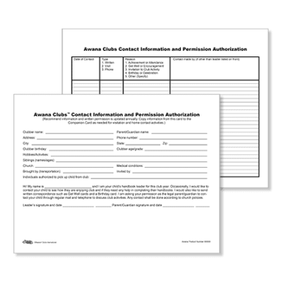 Contact Information and Permission Authorization Card (Download)
